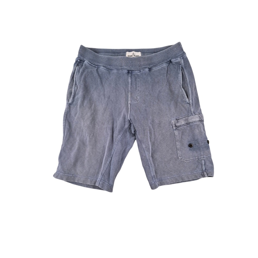Stone Island Mens Faded Blue Cotton Jersey Cargo Shorts Small CLG 032845572280